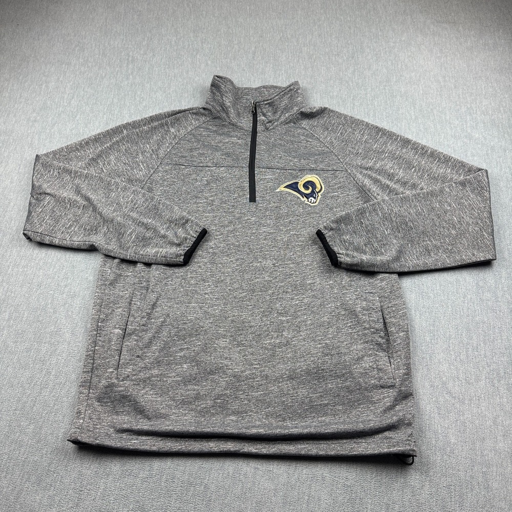 Vintage Los‎ Angeles Rams Sweater Mens Large Gray NFL Football Pullover 1/4 Zip
